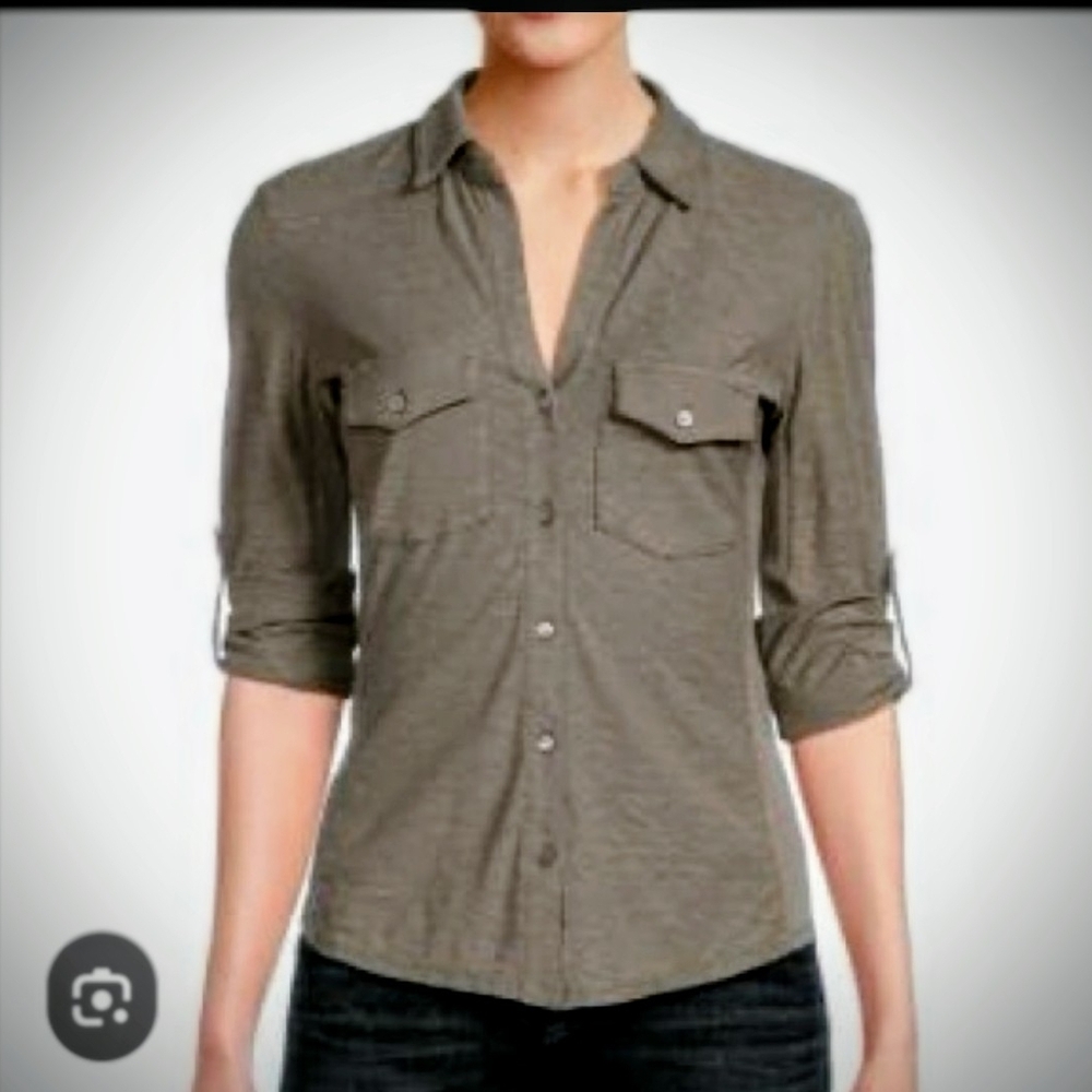 James Perse Casual Khaki Button Down Shirt